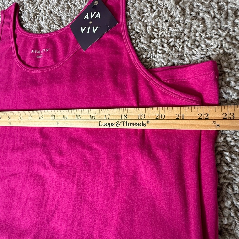 NWT Ava & Viv Plus Size Tank Top 3X Pink Scoop Neck Sleeveless Womens Layering - Picture 6 of 8